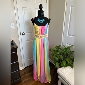 ✨Colorful Stripe Pastel Long Maxi Sundress Vibrant Colors Beach One-Size M L XL